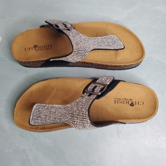 New! Black Buckle Rhinestone Croc Sandal - Picture 6 of 7